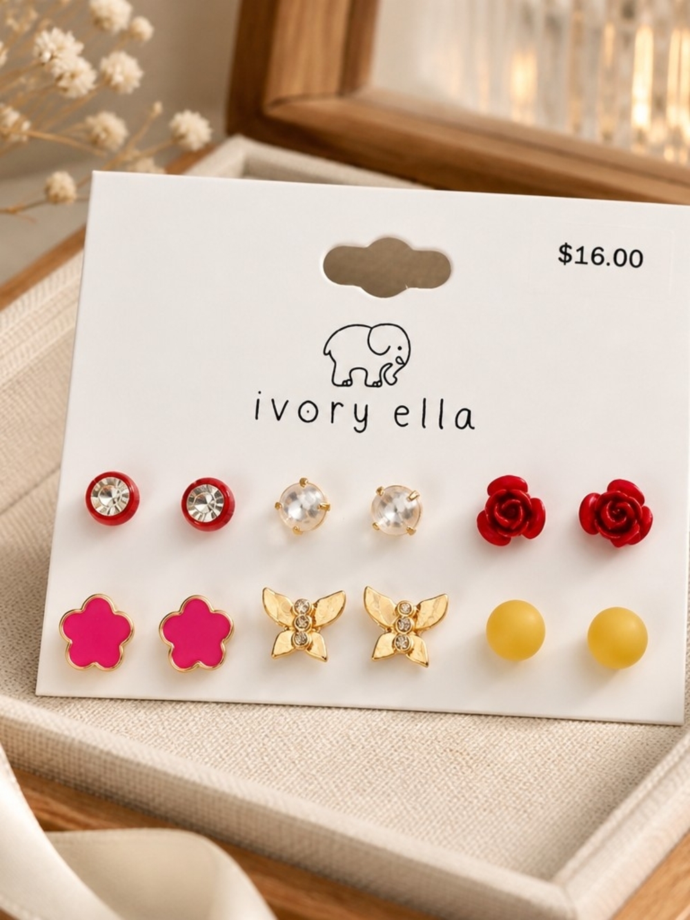 ivory ella Gold and Pearl Mini Stud Earring Set